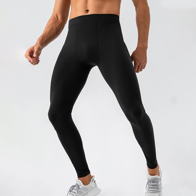 Buddha Stones Plain High Waist Elastic Breathable Sports Men's Leggings Pants - image 1