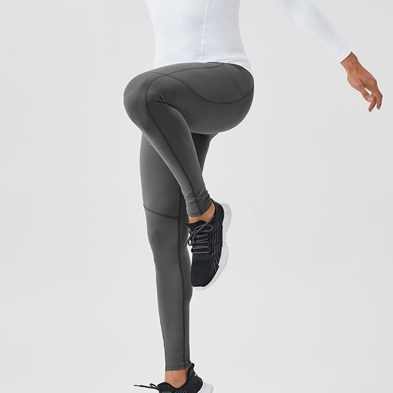 Buddha Stones Solid Color High Waist Elastic Breathable Sports Men's Leggings Pants With Back Zipper Pocket - image 23