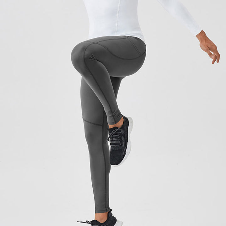 Buddha Stones Solid Color High Waist Elastic Breathable Sports Men's Leggings Pants With Back Zipper Pocket - image 23