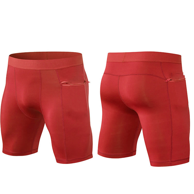 Buddha Stones Men's Tight Stretch High Elasticity Quick Dry Sports Shorts With Zipper Pockets - image 19