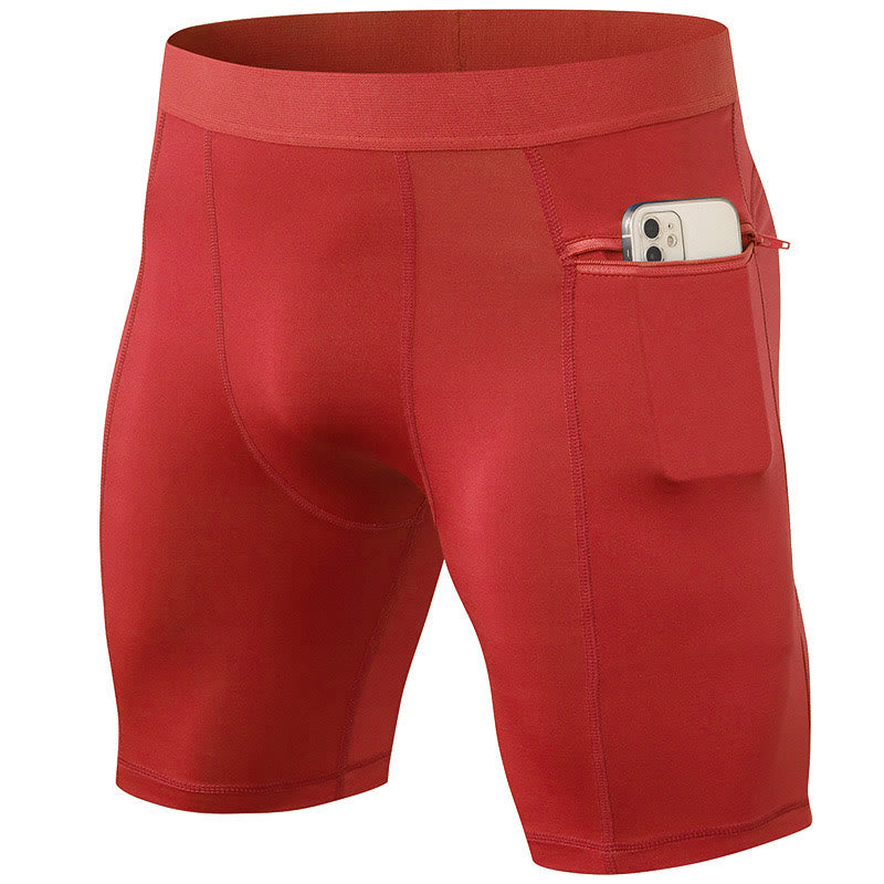 Buddha Stones Men's Tight Stretch High Elasticity Quick Dry Sports Shorts With Zipper Pockets - Red - US/UK/AU44，EU54 (2XL) - image 18
