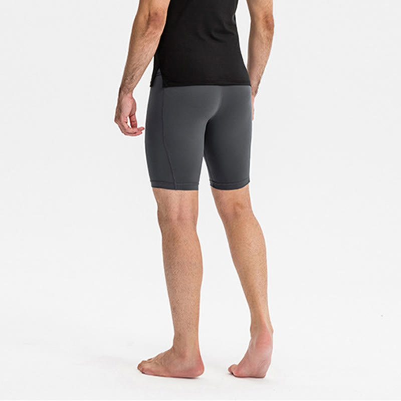 Buddha Stones Men's Tight Stretch High Elasticity Quick Dry Sports Shorts With Zipper Pockets - image 5