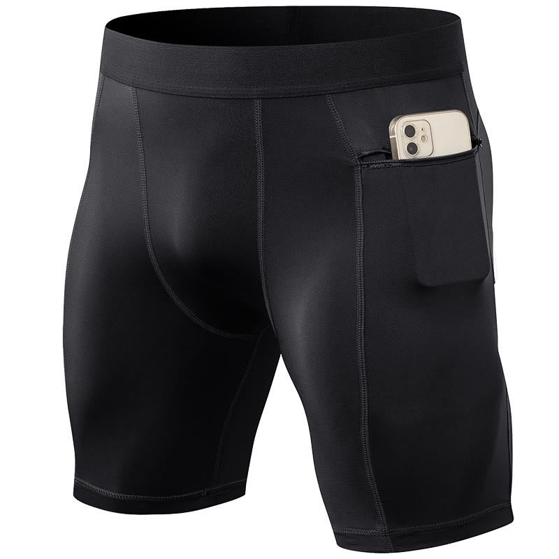 Buddha Stones Men's Tight Stretch High Elasticity Quick Dry Sports Shorts With Zipper Pockets - Black - US/UK/AU44，EU54 (2XL) - image 20