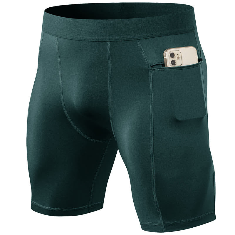 Buddha Stones Men's Tight Stretch High Elasticity Quick Dry Sports Shorts With Zipper Pockets - DarkSlateGray - US/UK/AU44，EU54 (2XL) - image 30