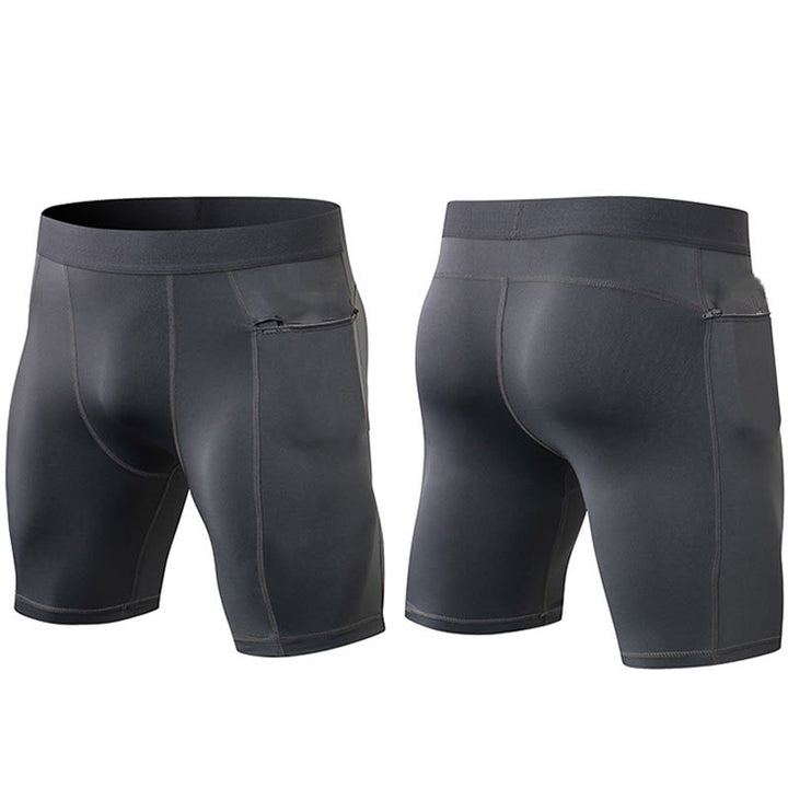 Buddha Stones Men's Tight Stretch High Elasticity Quick Dry Sports Shorts With Zipper Pockets - image 2