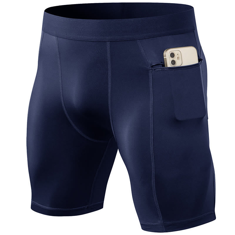 Buddha Stones Men's Tight Stretch High Elasticity Quick Dry Sports Shorts With Zipper Pockets - MidnightBlue - US/UK/AU44，EU54 (2XL) - image 24