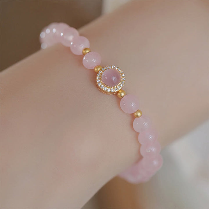 Buddha Stones Pink Crystal Pearl Warmth Bracelet - Pink Crystal(Wrist Circumference: 14-16cm) - image 6