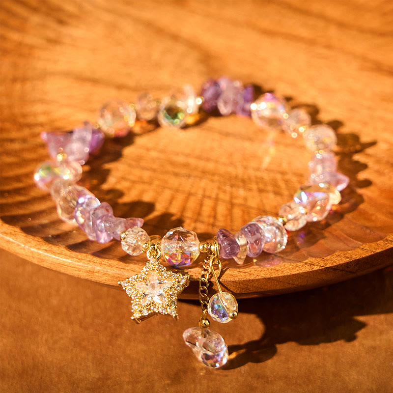 Buddha Stones Natural Amethyst Crystal Star Charm Positive Transformation Bracelet - image 3
