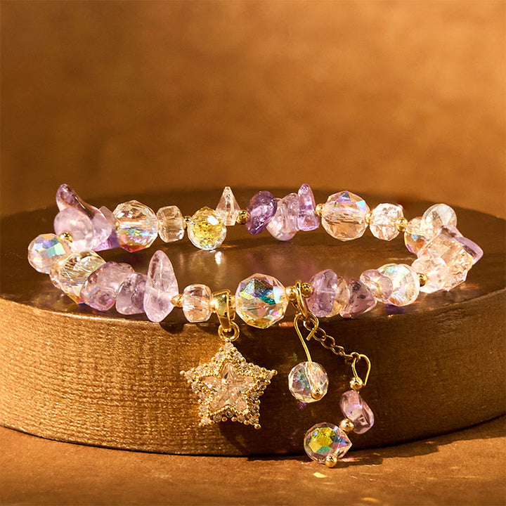 Buddha Stones Natural Amethyst Crystal Star Charm Positive Transformation Bracelet - image 3