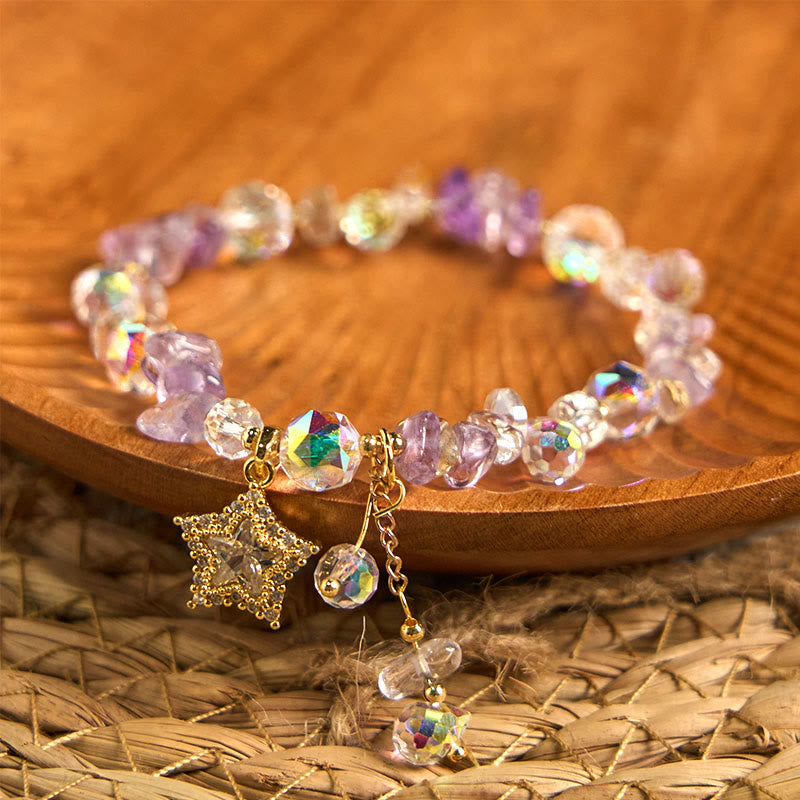 Buddha Stones Natural Amethyst Crystal Star Charm Positive Transformation Bracelet - image 4
