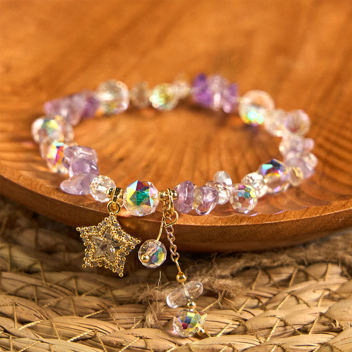 Buddha Stones Natural Amethyst Crystal Star Charm Positive Transformation Bracelet - image 4