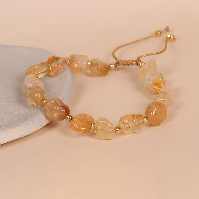 Buddha Stones Irregular Shape Citrine Braid String Happiness Bracelet - image 1