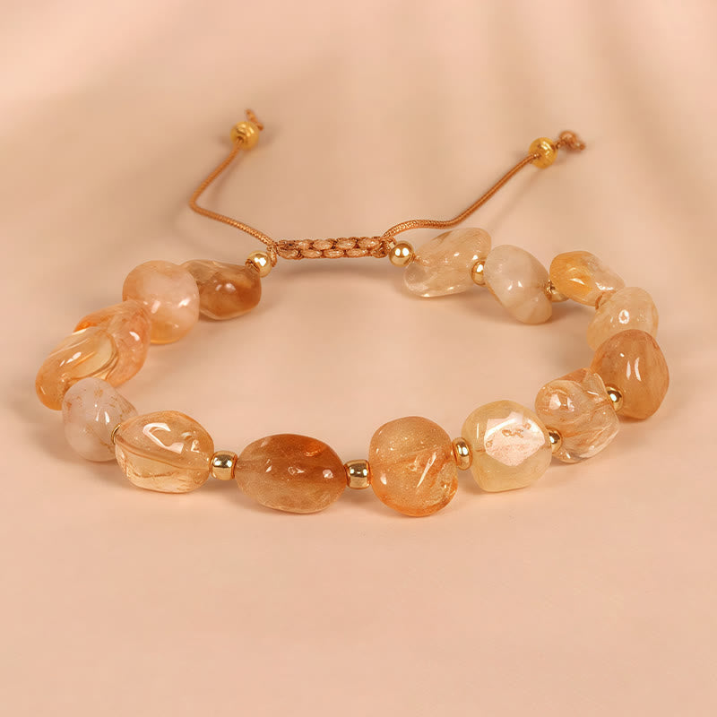 Buddha Stones Irregular Shape Citrine Braid String Happiness Bracelet - image 2