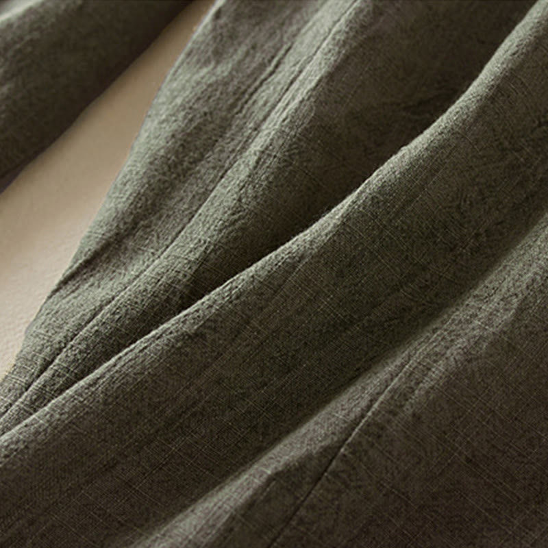 Buddha Stones Casual Loose Straight Leg 7-8 Length Cropped Pants Women's Cotton Harem Pants With Pockets - image 11