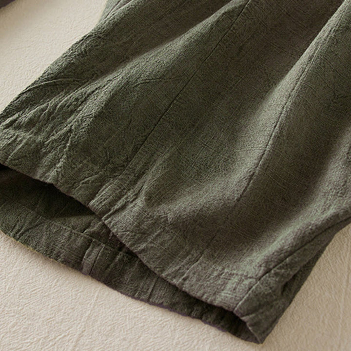 Buddha Stones Casual Loose Straight Leg 7-8 Length Cropped Pants Women's Cotton Harem Pants With Pockets - image 12