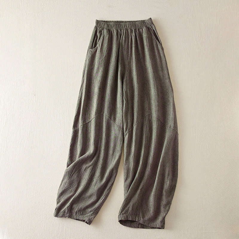 Buddha Stones Casual Loose Straight Leg 7-8 Length Cropped Pants Women's Harem Pants With Pockets - SlateGray - US8-10，UK/AU12-14，EU40-42 (2XL) - image 7
