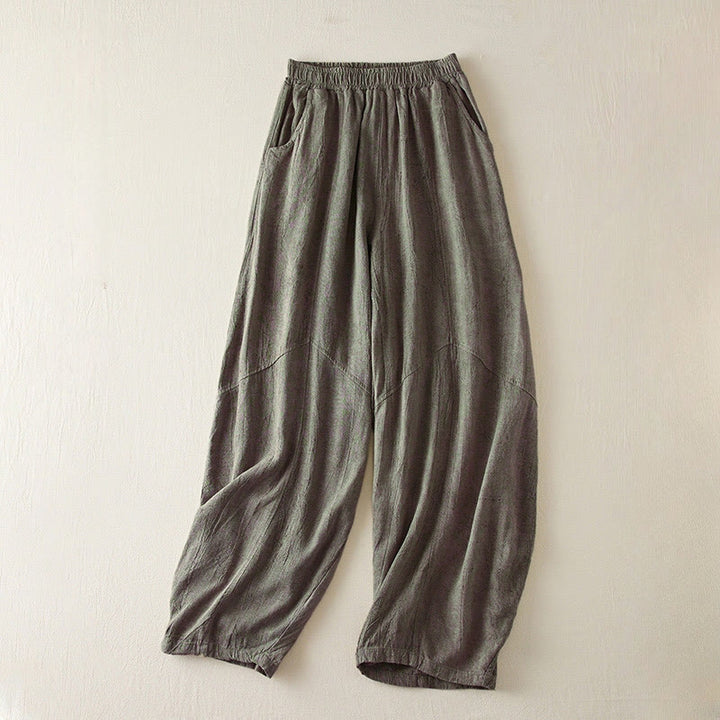 Buddha Stones Casual Loose Straight Leg 7-8 Length Cropped Pants Women's Harem Pants With Pockets - SlateGray - US8-10，UK/AU12-14，EU40-42 (2XL) - image 7
