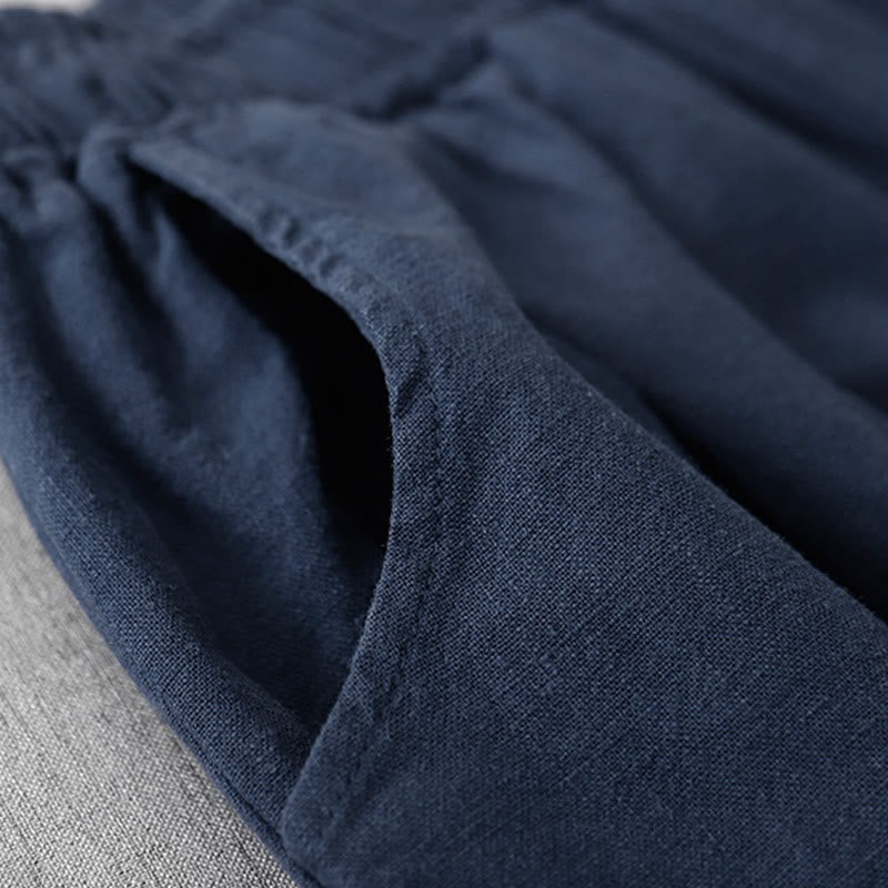 Buddha Stones Casual Plain 7-8 Length Women's Cotton Linen Harem Pants With Pockets - image 23