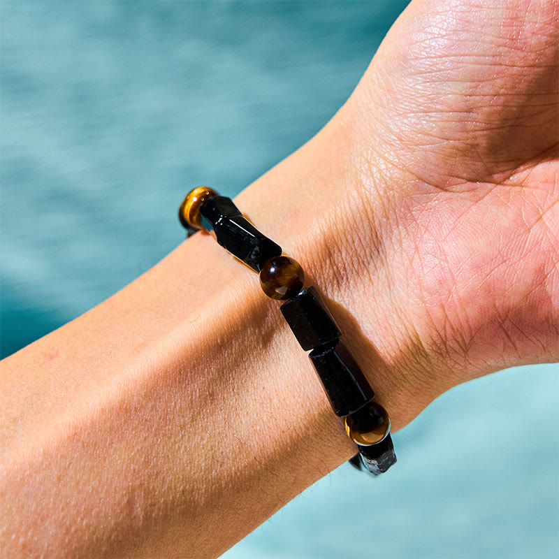 Buddha Stones Natural Black Tourmaline Tiger Eye Positive Bracelet - image 1