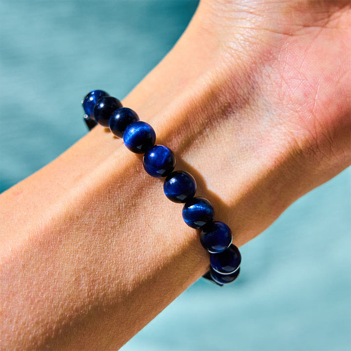 Buddha Stones Blue Tiger Eye Black Tourmaline Strength Bracelet - image 1