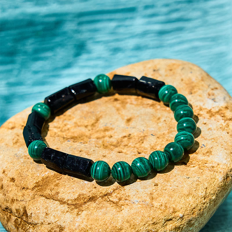 Buddha Stones Malachite Black Tourmaline Purity Bracelet - image 0