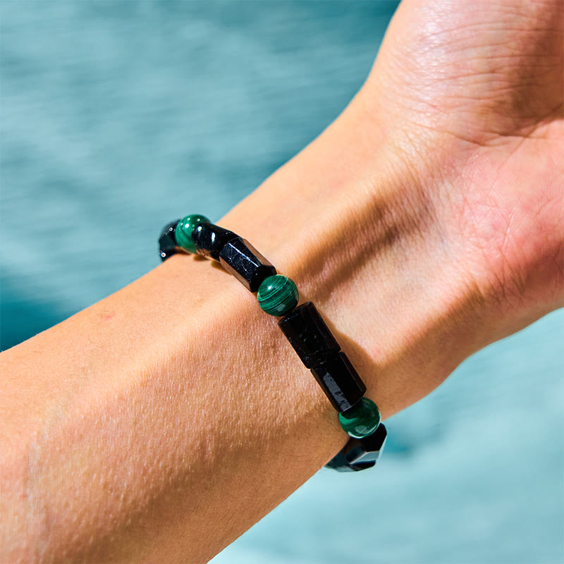Buddha Stones Malachite Black Tourmaline Purity Bracelet - image 1