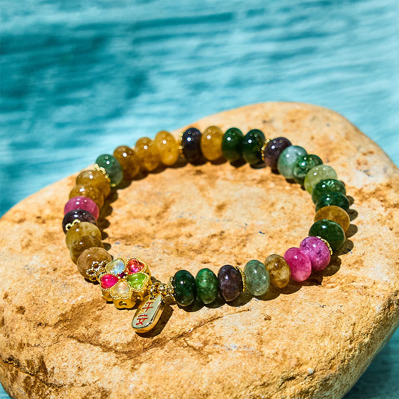 Buddha Stones Tourmaline Jade Safe And Well Love Bracelet - Tourmaline(Wrist Circumference: 14-16cm) - image 0