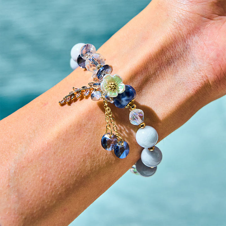 Buddha Stones Blue Crystal Amethyst Sun Stone Green Aventurine Healing Bracelet - image 11