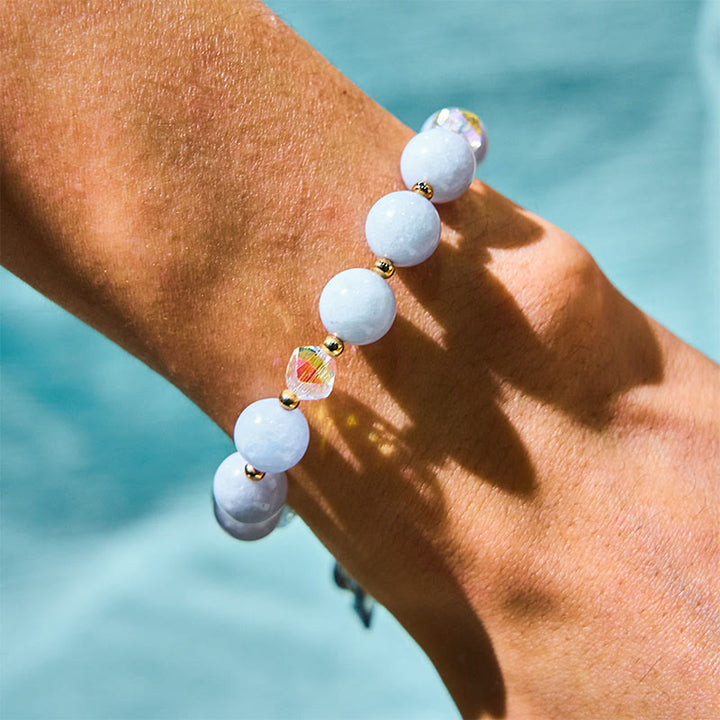Buddha Stones Blue Crystal Amethyst Sun Stone Green Aventurine Healing Bracelet - image 12