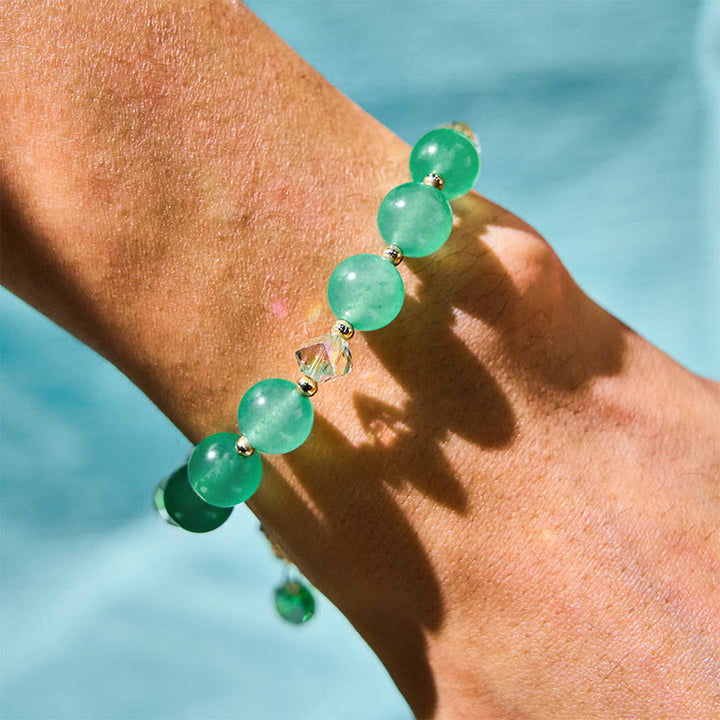 Buddha Stones Blue Crystal Amethyst Sun Stone Green Aventurine Healing Bracelet - image 31