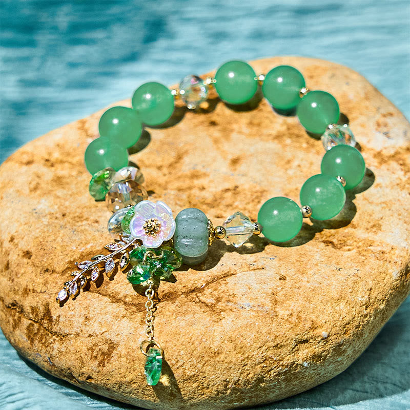 Buddha Stones Blue Crystal Amethyst Sun Stone Green Aventurine Healing Bracelet - Green Aventurine - image 29
