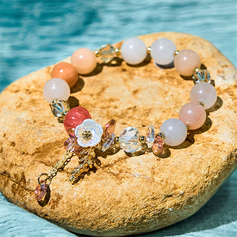 Buddha Stones Blue Crystal Amethyst Sun Stone Green Aventurine Healing Bracelet - Sun Stone - image 0