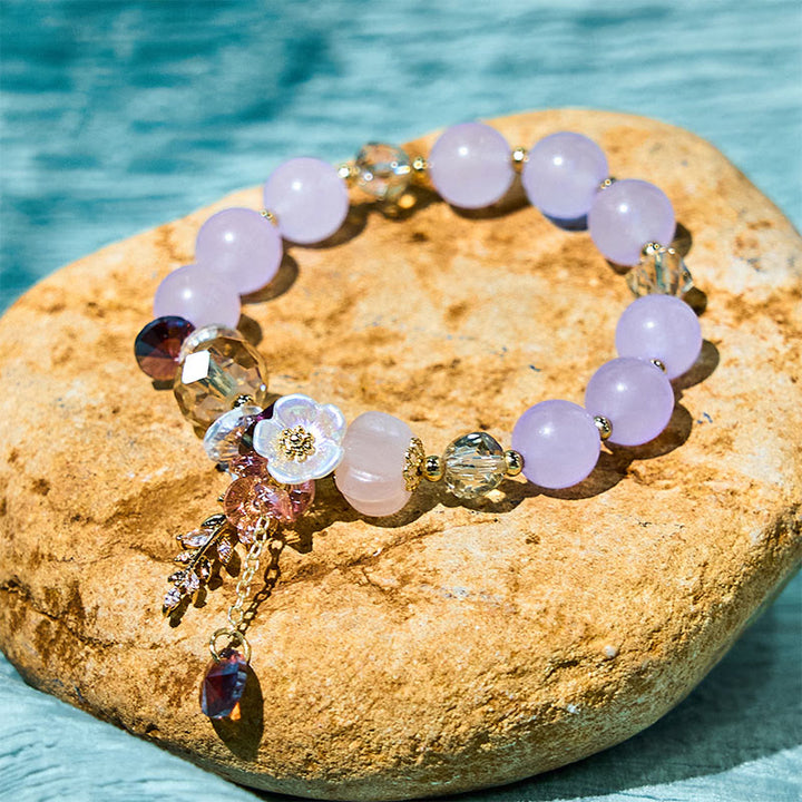 Buddha Stones Blue Crystal Amethyst Sun Stone Green Aventurine Healing Bracelet - Amethyst - image 19