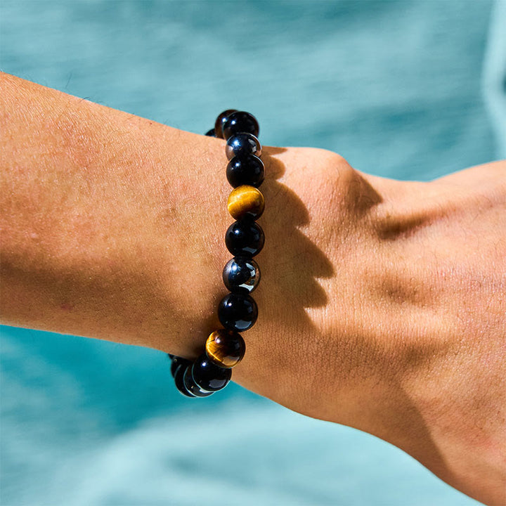 Buddha Stones Natural Tiger's Eye Obsidian Hematite Positive Powerful Bracelet - image 3