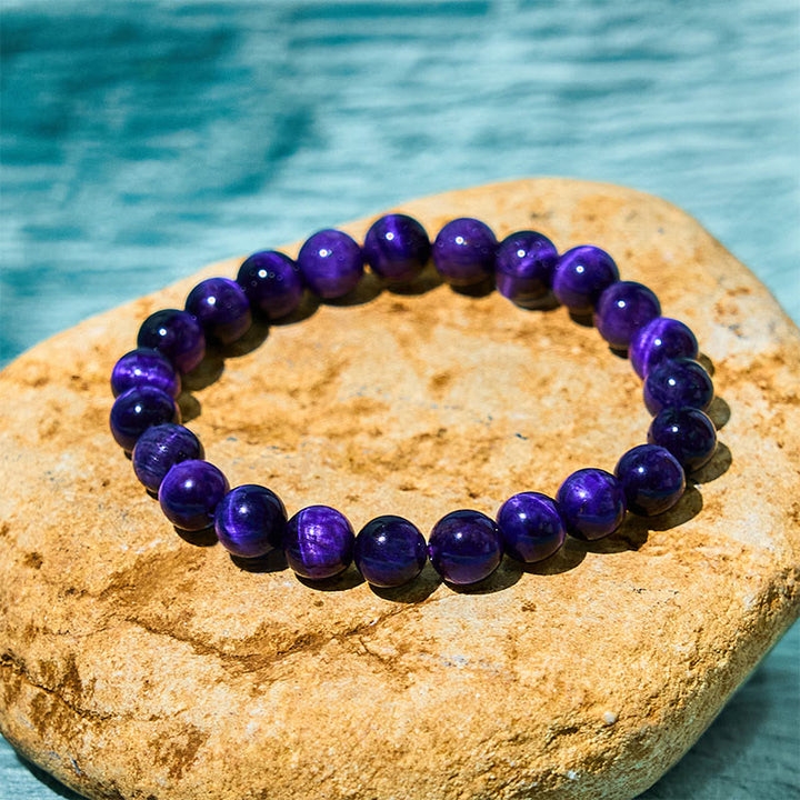 Buddha Stones Purple Tiger Eye Creativity Bracelet - Purple Tiger Eye(Wrist Circumference: 14-16cm) - 12mm - image 0