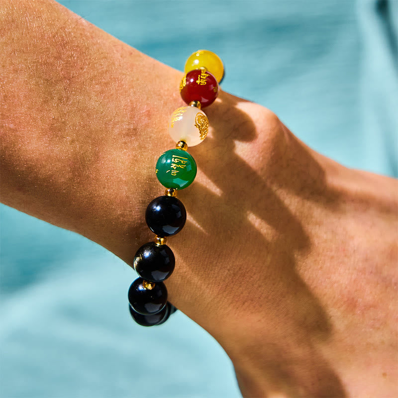 Buddha Stones Natural Gold Sheen Obsidian PiXiu Five Directions Gods of Wealth Protection Bracelet - image 3