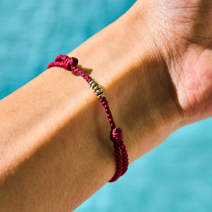 Buddha Stones 925 Sterling Silver Lucky Golden Bead Braided String Bracelet Anklet - image 3