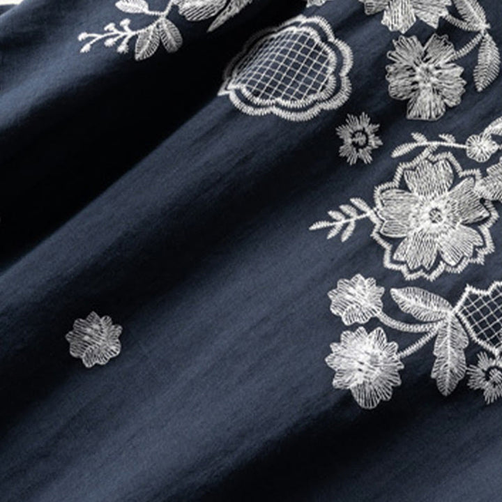 Buddha Stones Casual Embroidered Petals Women's Crew Neck Design Half Sleeve Cotton T-Shirt - image 9