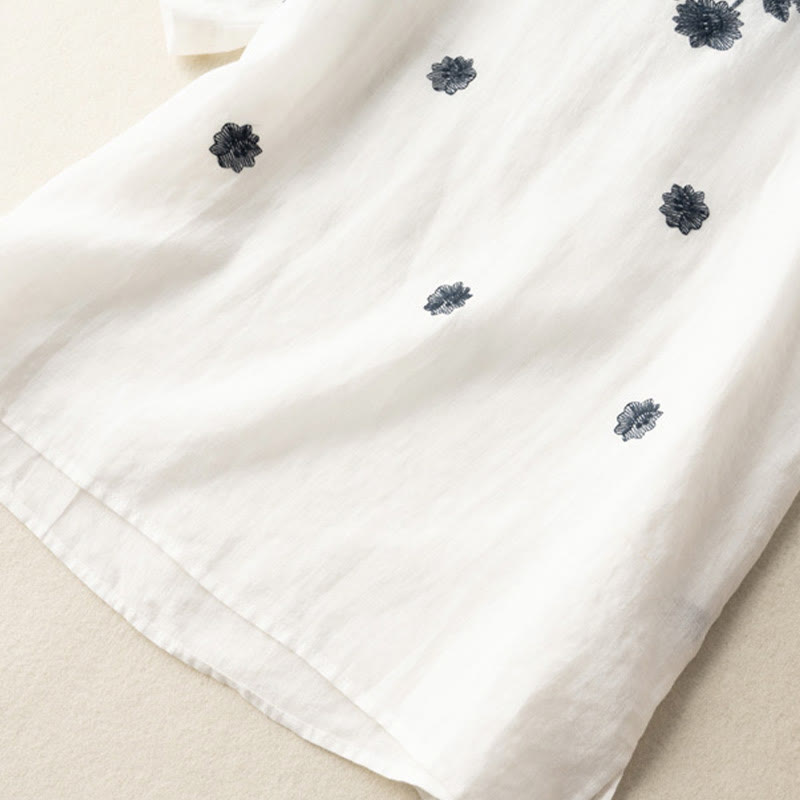 Buddha Stones Casual Embroidered Petals Women's Crew Neck Design Half Sleeve Cotton T-Shirt - image 13