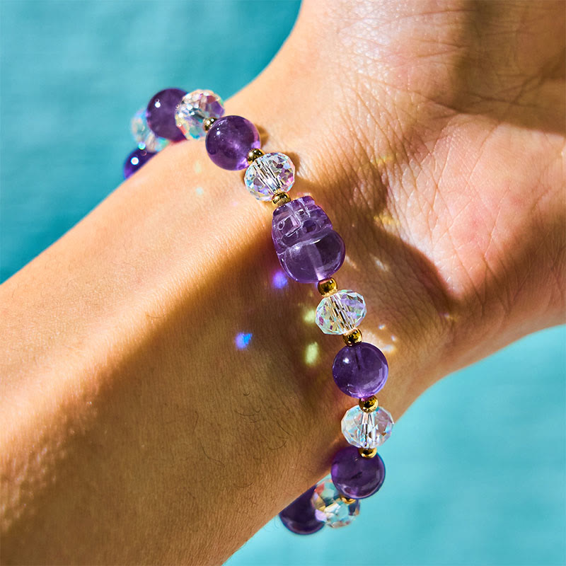 Buddha Stones Natural Amethyst Pixiu Crystal Balance Bracelet - Amethyst(Wrist Circumference:15-16cm) - image 0
