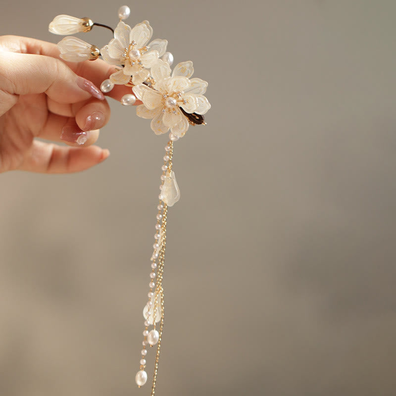 Buddha Stones Classical Magnolia Tassel Side Hair Clip - image 9