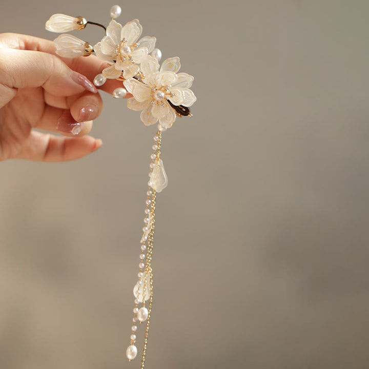 Buddha Stones Classical Magnolia Tassel Side Hair Clip - image 9