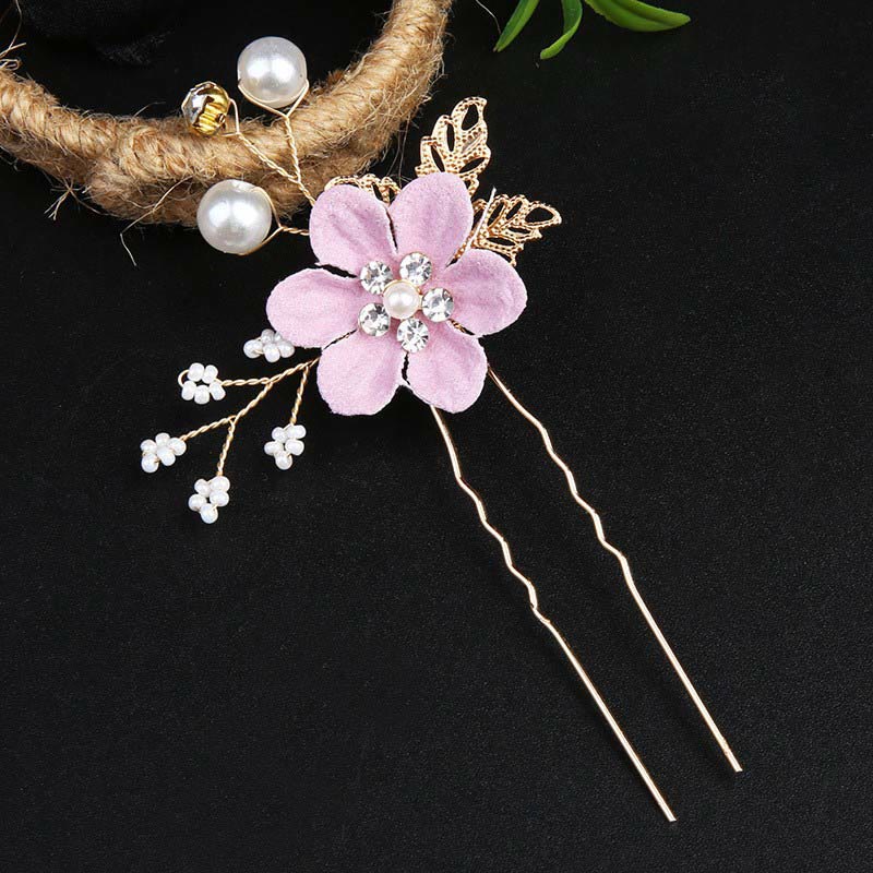 Buddha Stones 4Pcs Handmade Wedding Golden Leaf Flower Pearl Hairpin Hair Comb Set - image 19