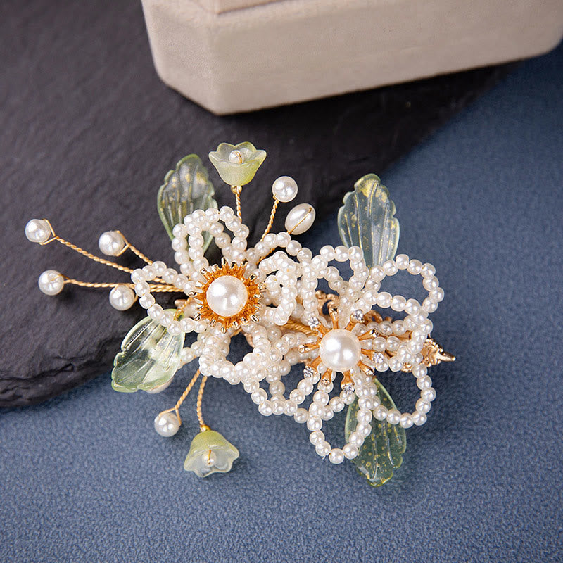 Buddha Stones Retro Style Flower Leaf Tassel Hair Clip - Flower Hair Clip - image 2