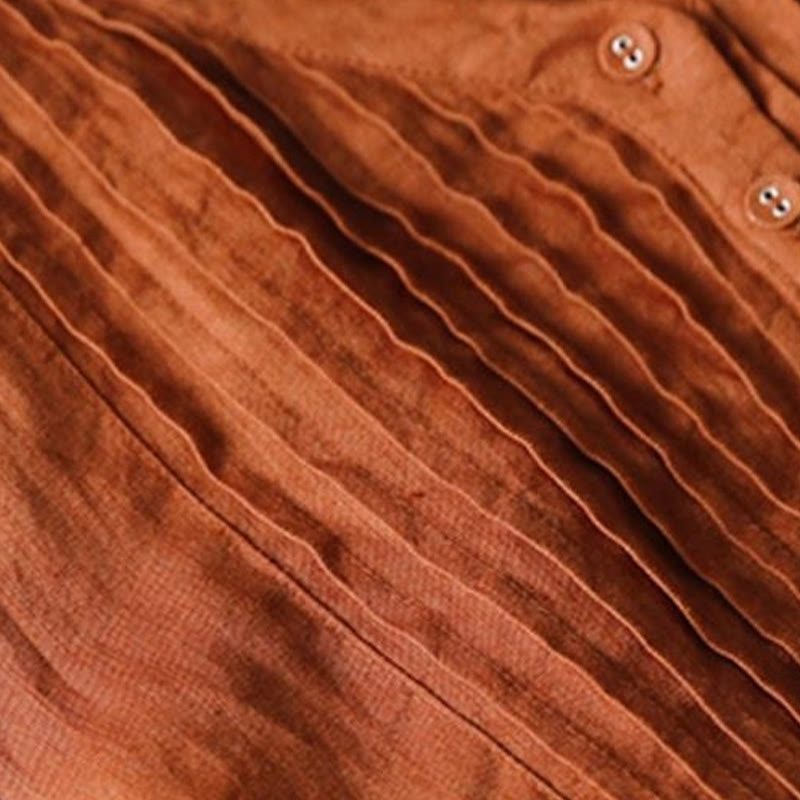 Buddha Stones Casual Plain Accordion Pleats V-neck Half Sleeve Design Midi Dress With Pockets - image 14