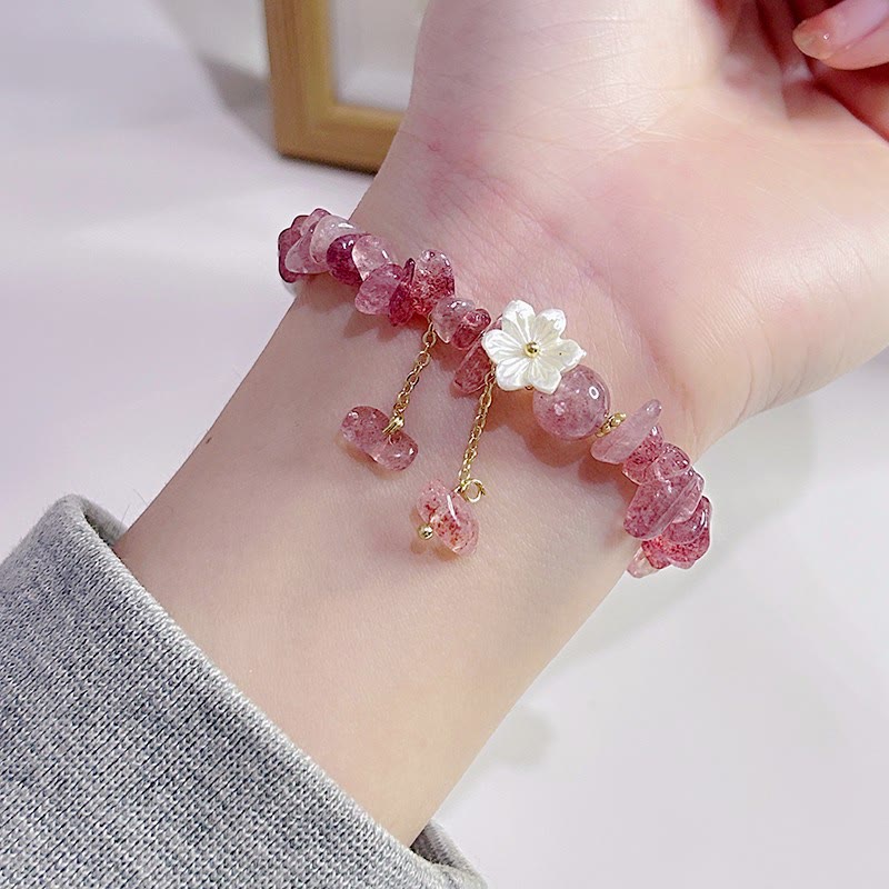 Buddha Stones Natural Strawberry Quartz Green Strawberry Quartz Super Seven Crystal Flower Healing Bracelet - image 23