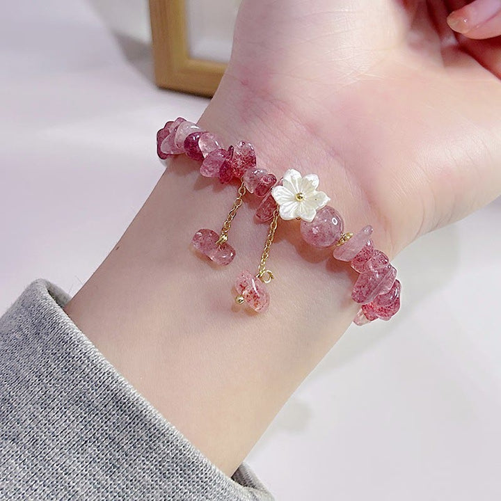 Buddha Stones Natural Strawberry Quartz Green Strawberry Quartz Super Seven Crystal Flower Healing Bracelet - image 23