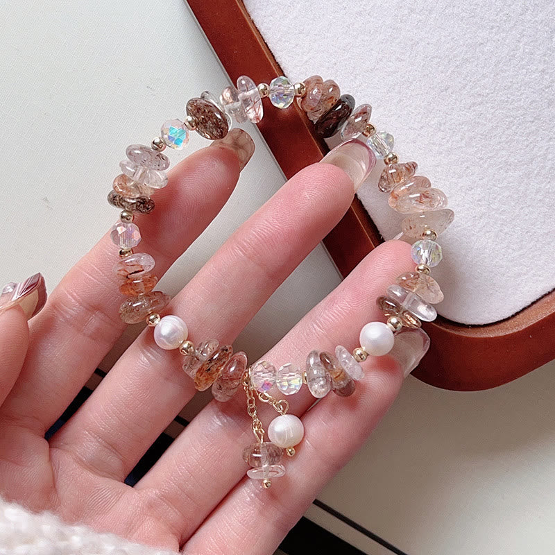 Buddha Stones Natural Strawberry Quartz Green Strawberry Quartz Super Seven Crystal Flower Healing Bracelet - Super Seven Crystal(Wrist Circumference 14-20cm) - image 30