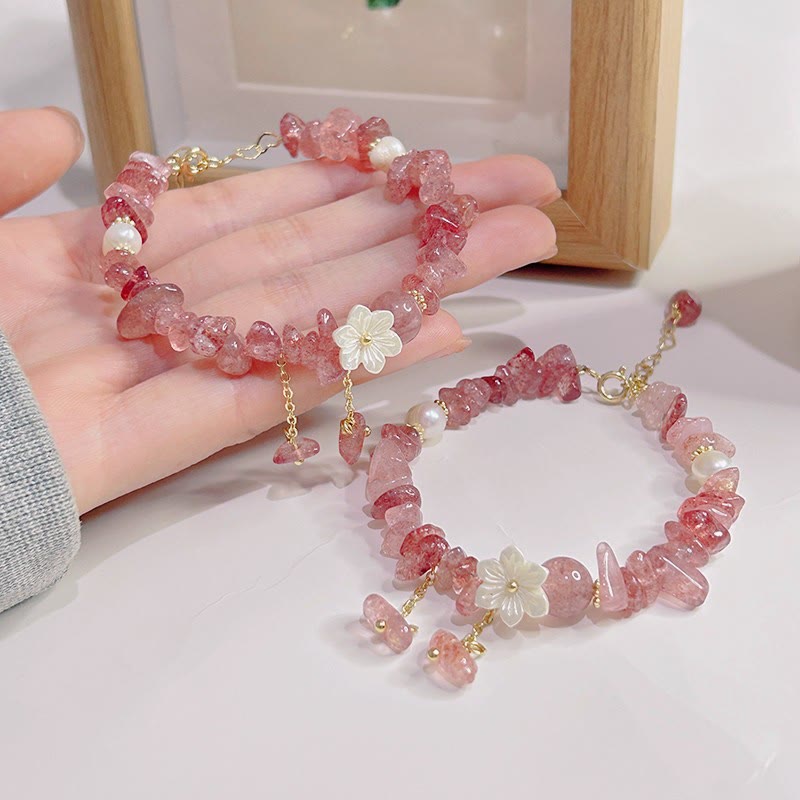 Buddha Stones Natural Strawberry Quartz Green Strawberry Quartz Super Seven Crystal Flower Healing Bracelet - image 26