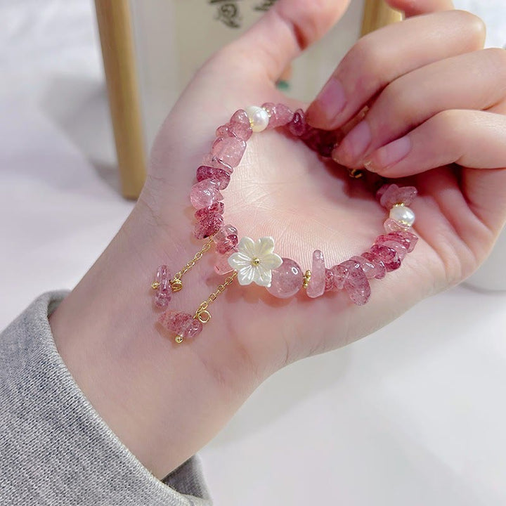 Buddha Stones Natural Strawberry Quartz Green Strawberry Quartz Super Seven Crystal Flower Healing Bracelet - image 25